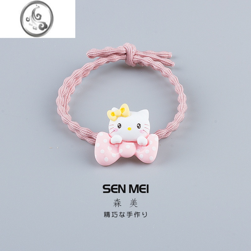 JiMi可爱kitty猫发圈网红ins少女头绳甜美发饰扎头发绳橡皮筋女生皮套 豆豆绳-领结kitty猫 均码