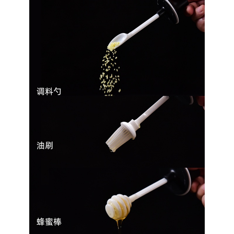 调味瓶罐玻璃套装单个创意简约盐罐厨房调料罐子家用防潮调料瓶子 敬平 艾罗调料瓶PLUS(勺子款)2个装280ml调味罐高清大图