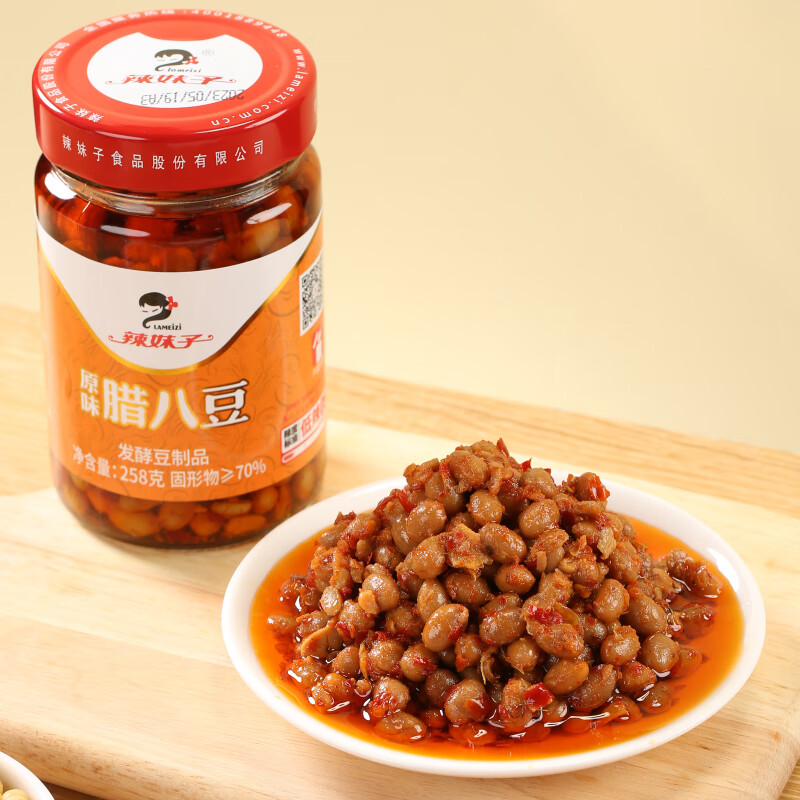辣妹子腊八豆香辣瓶装 酱豆子湖南特产下饭菜258g高清大图