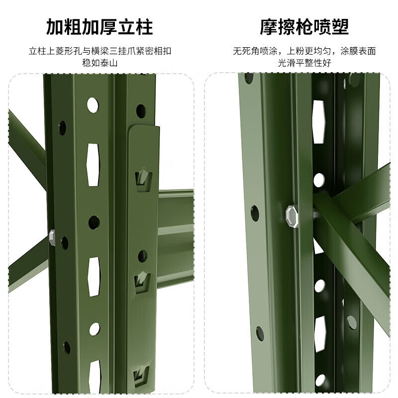晋舰移动货架重型货架军绿色器材架200*70*200四层(三面带网 500KG)高清大图