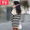 可莉允女童秋冬装毛衣裙2022新款韩版洋气女孩条纹针织外穿中长款连衣裙