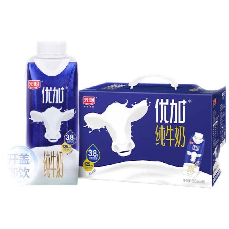 3.8g蛋白纯牛奶100%生牛乳 梦幻盖牛奶250ml*10盒