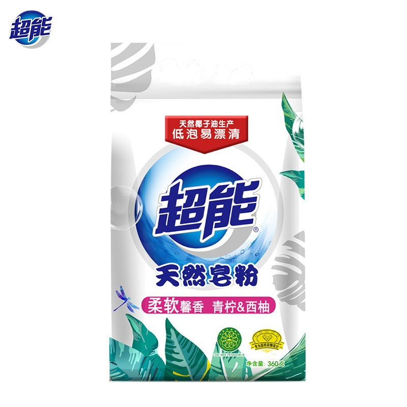 [苏宁自营]超能 柔软馨香 青柠西柚 680g 天然皂粉 洗衣粉(袋)