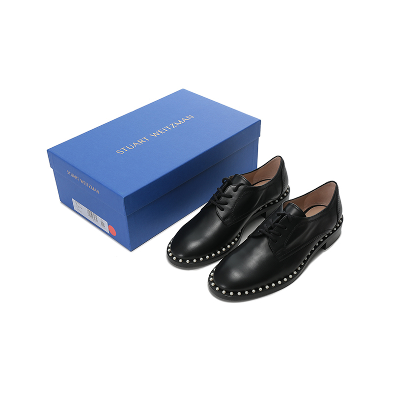 思缇韦曼stuartweitzman女士牛皮革珍珠装饰系带单鞋牛津鞋皮鞋kiran