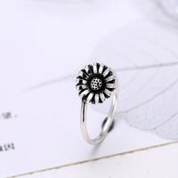 s925银泰银开口戒指女韩版时尚向日葵花朵饰品银饰品尾戒女戒指环送YWJY8348送女朋友七夕情人节礼物