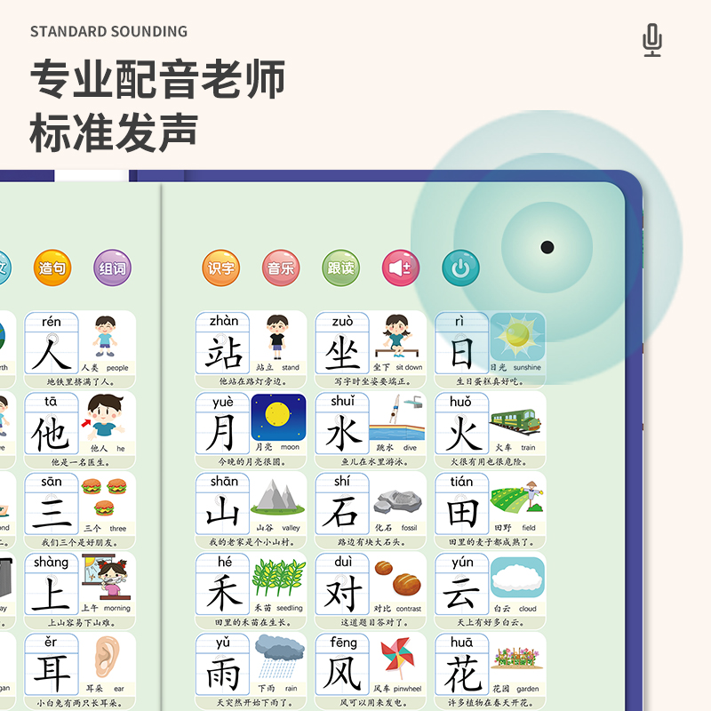 [醉染正版]会说话的神奇汉字300字学前识字组词造句幼小衔接3到6岁宝宝文字认知学习基础知识早教启蒙手指电读发声书高清大图