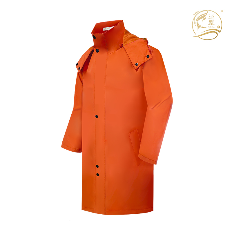 春秋桔红色春亚纺复合面料上衣春秋工作服C-016长款劳保服可定制.高清大图