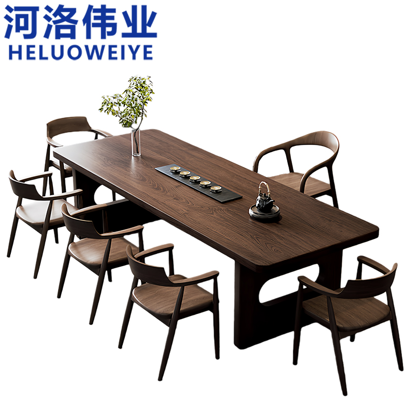 河洛伟业 茶桌椅2.2米+6椅套