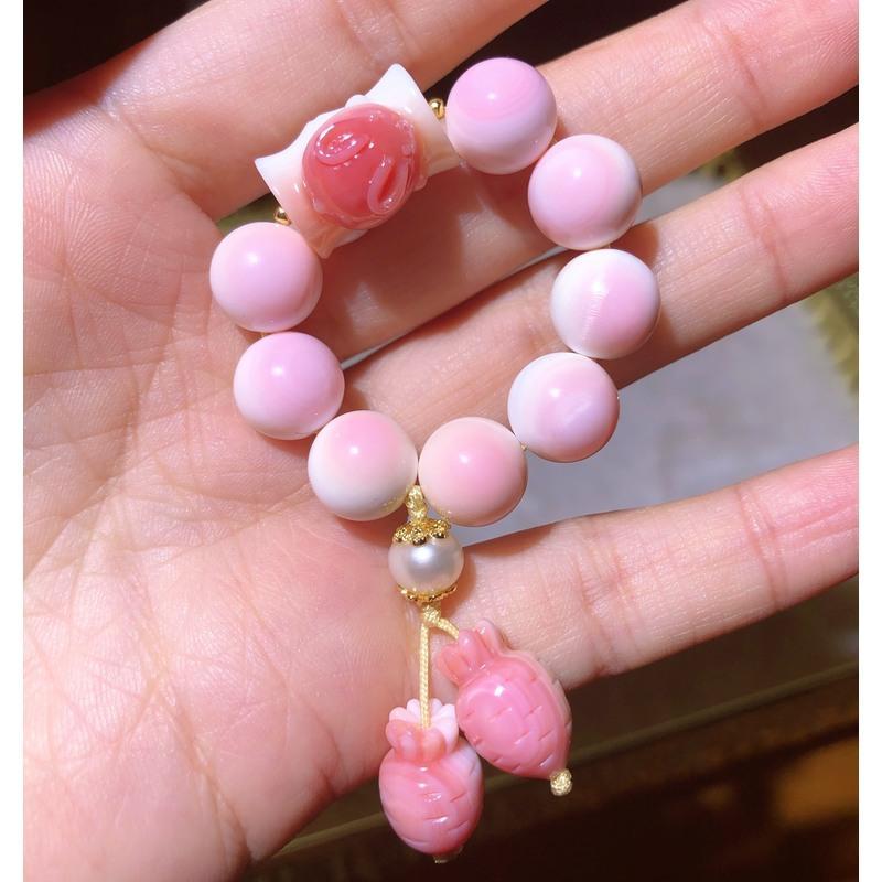 10天然女王贝胭脂螺原创设计雕刻项链手链