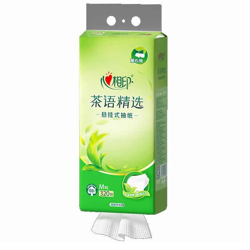 心相印茶语随心抽悬挂抽纸320抽M码150×180×4层DT10320高清大图