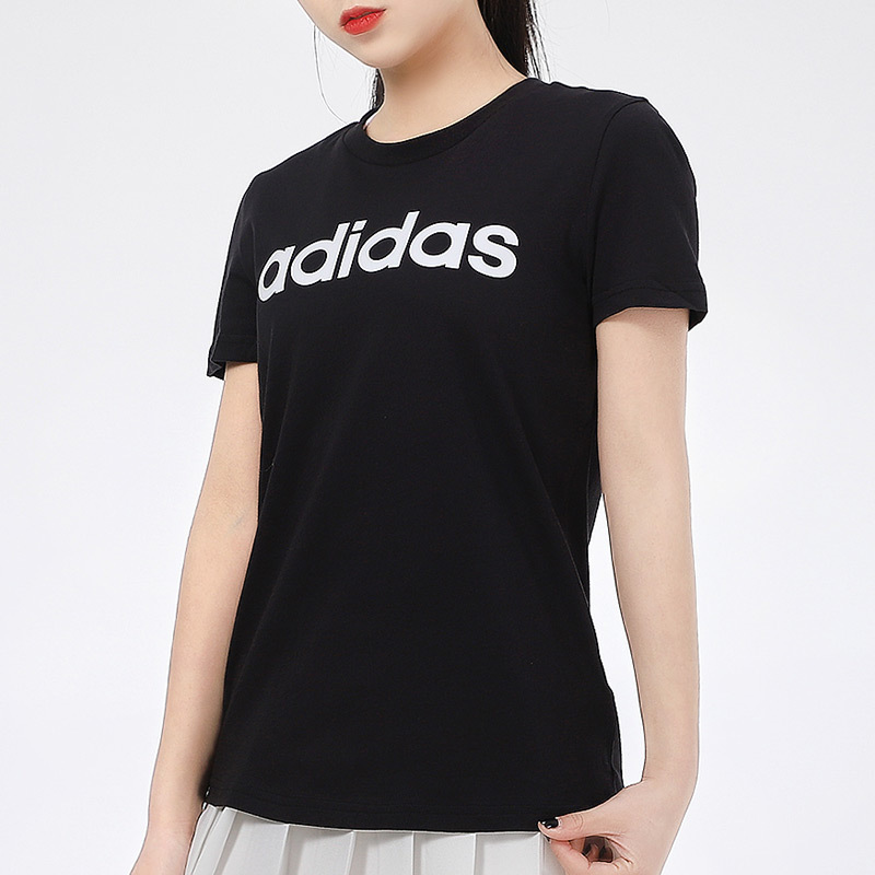 阿迪达斯短袖运动服女装跑步宽松圆领透气T恤DP2361