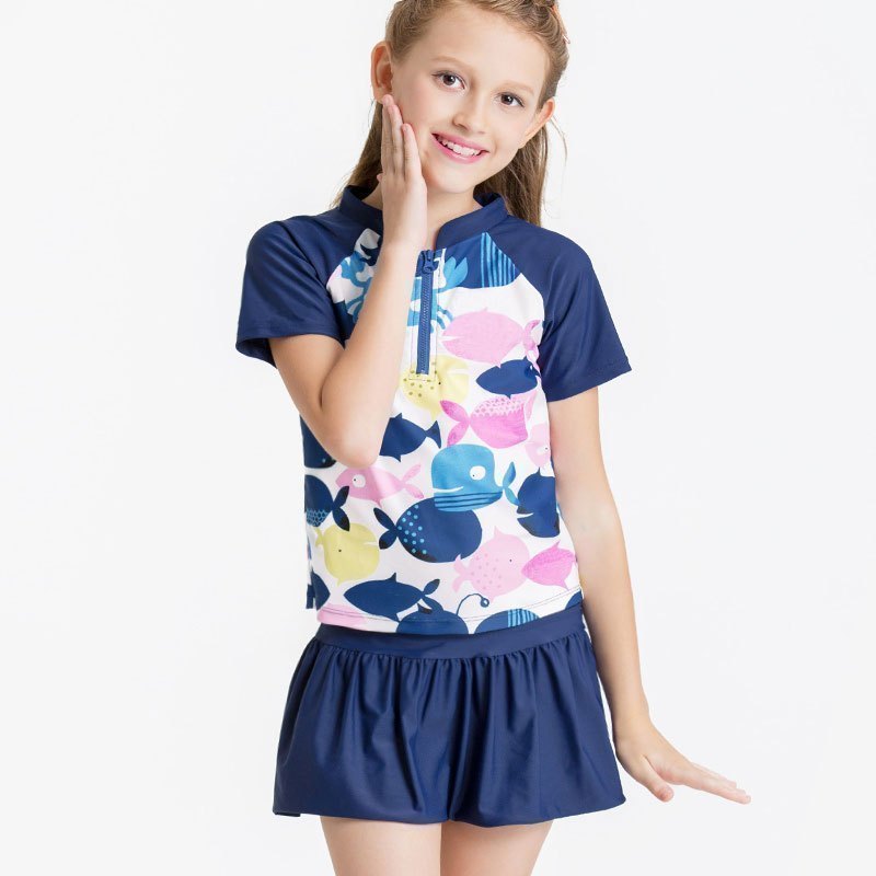 hosa浩沙儿童泳衣女童分体裙式宝宝可爱大小童女孩度假游泳衣312码125