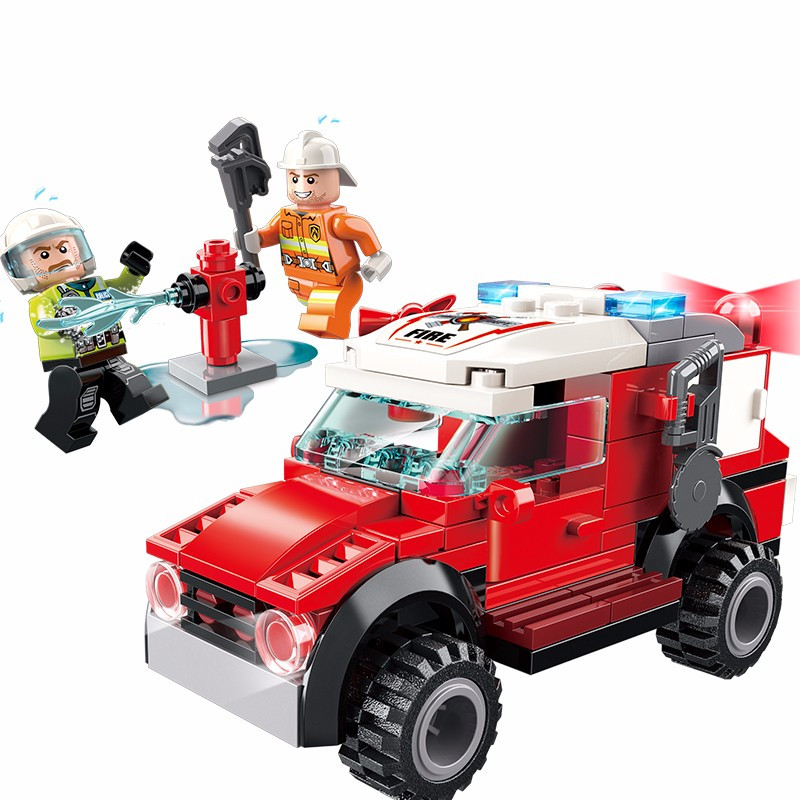 儿童积木玩具兼容乐高消防局系列拼插拼装玩具男孩城市消防车消防检修