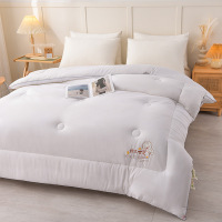 2023新款大豆纤维被加厚保暖被子冬天棉被水洗棉麻大豆被宿舍被芯 220x240cm（8斤） 优雅白