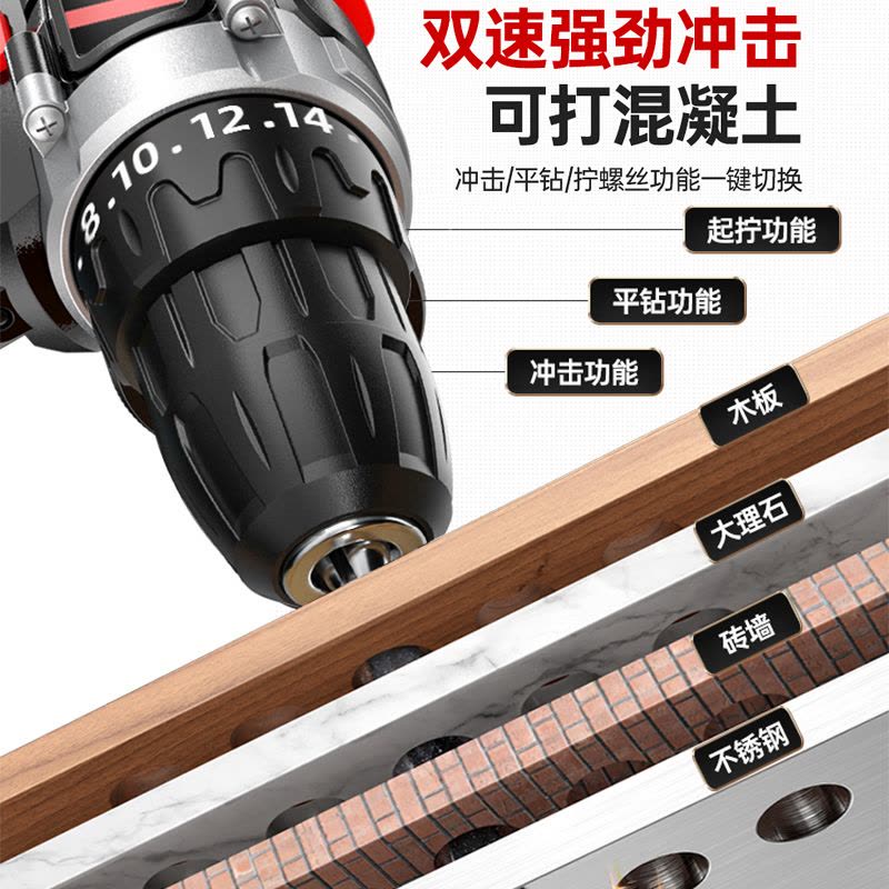 [补贴10%]手电钻冲击钻转家用小手枪钻锂电工具多功能电锤充电式电动螺丝刀图片