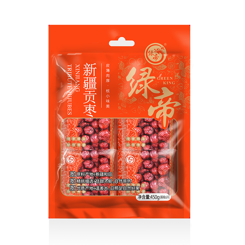 绿帝 新疆贡枣450g 红枣 骏枣 新疆 大枣 独立小包 煲汤泡水高清大图