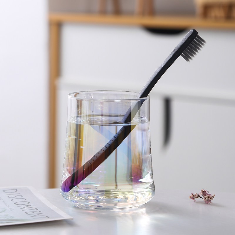 洗漱杯漱口杯刷牙杯牙刷杯情侣一对玻璃牙缸家用北欧ins酒店简约 三维工匠 H043炫彩[送牙刷]