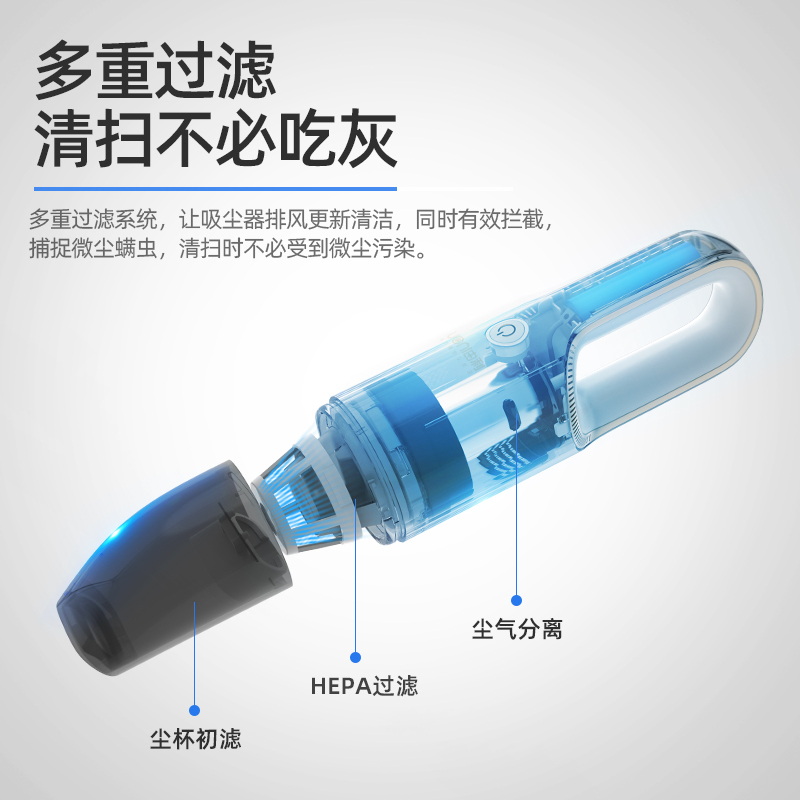 日本由利(UONI)无线车载吸尘器迷你型吸小狗毛家用吸小石头多功能吸小米粒吸尘器