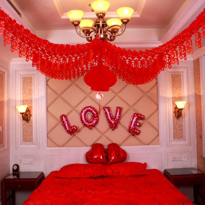 结婚婚庆喜字拉花福字拉花拉喜婚房卧室客厅布置装饰婚礼用品塑纸拉喜