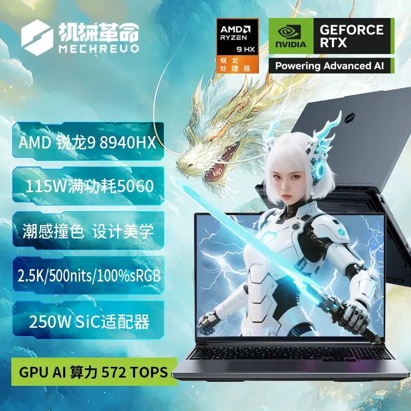 机械革命(MECHREVO)蛟龙16Pro 潮玩版 2025款 16英寸旗舰游戏本 强芯学生设计笔记本电脑 定制锐龙版R9-8940HX RTX5060 32G 1T 2.5K 灰
