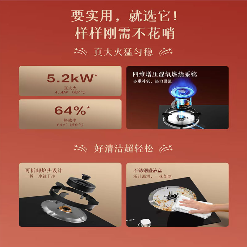 方太燃气灶TX22嵌入式家用厨房双眼灶 小尺寸面板 可调节开孔自动熄火保护燃气灶 天然气/液化气可选 5.2火力液化气高清大图