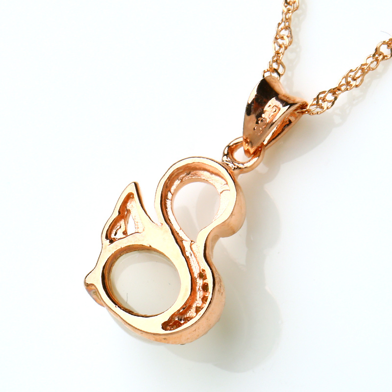 s925项链月光石天鹅造型坠女款锁骨链挂件首饰品送女朋友七夕情人节