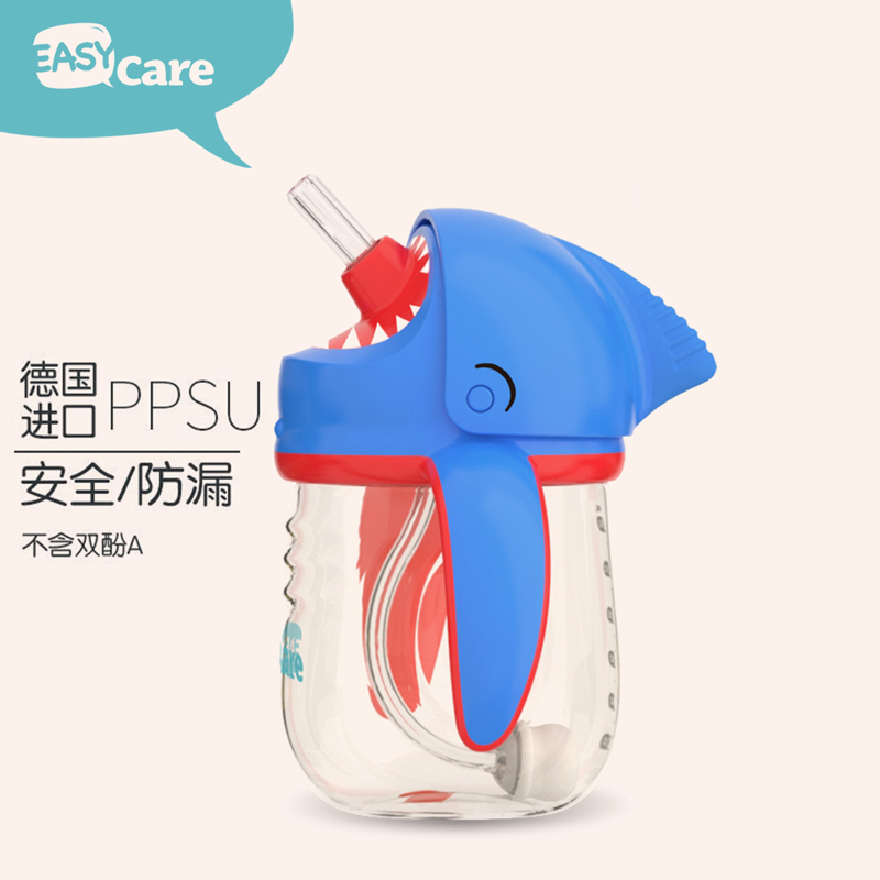 伊斯卡尔(Easy Care)160mlPPSU儿童水杯婴儿学饮杯幼儿园宝宝防漏防喷耐高温吸管杯蓝色