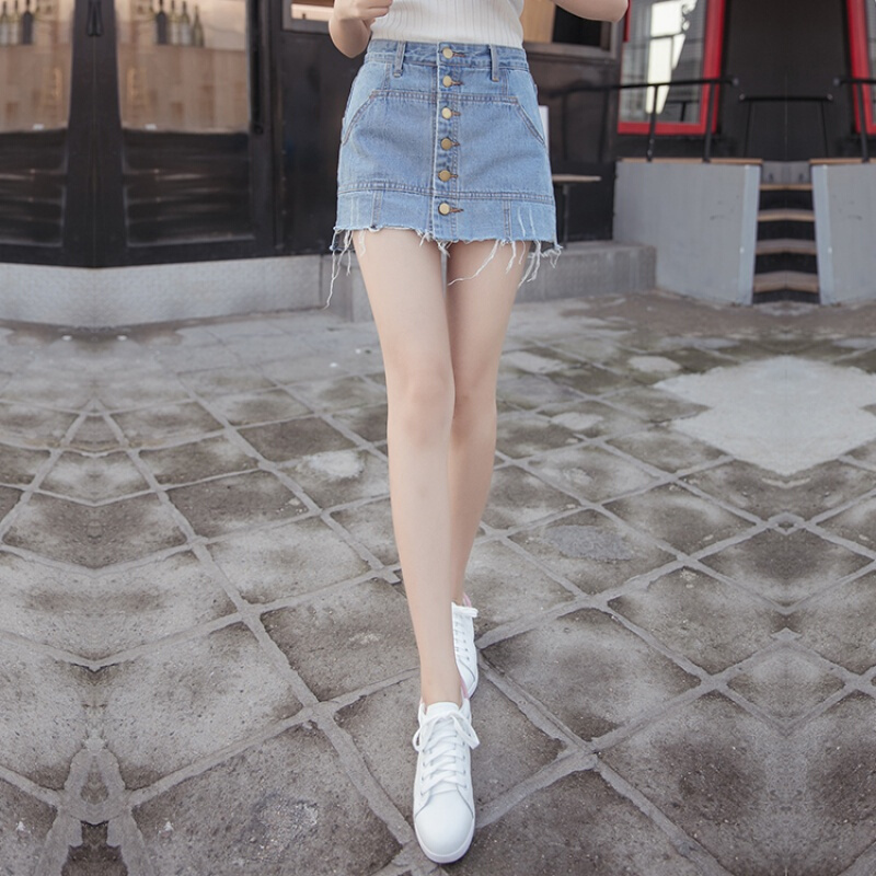 牛仔裙女夏2018新款裙一步裙港味复古高腰包臀裙半身裙