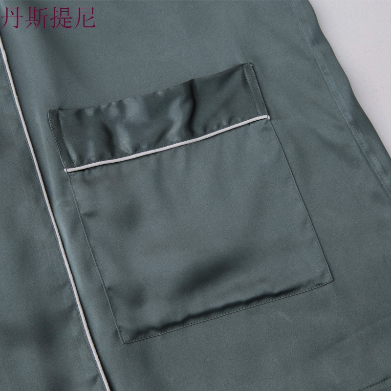情侣睡衣冰丝长袖薄款春秋女套装睡袍式盘扣古装古风男士家居服