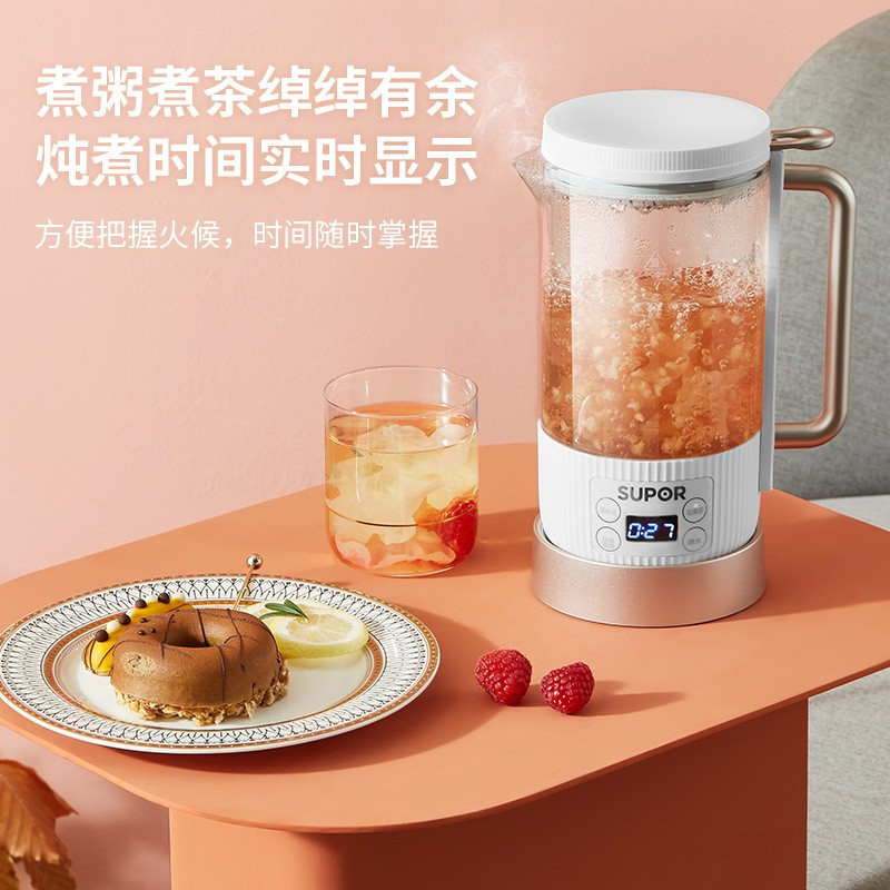 苏泊尔(SUPOR)养生壶 迷你保温养生杯便携式办公室家用旅行烧水壶小型玻璃花茶杯煮茶壶 0.6L SW-06Y28高清大图