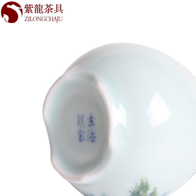 景德镇手绘花插水养陶瓷花瓶瓷器小花瓶手绘花盆茶具饰品茶道摆件 三维工匠 冰裂宝石蓝茶道瓶子