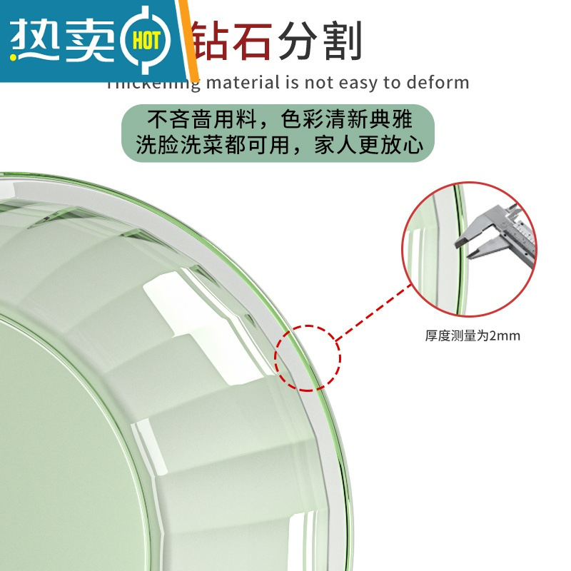 JING PING家用大号脸盆加厚耐用透明盆洗脸盆圆形洗脚盆洗衣盆塑料学生宿舍