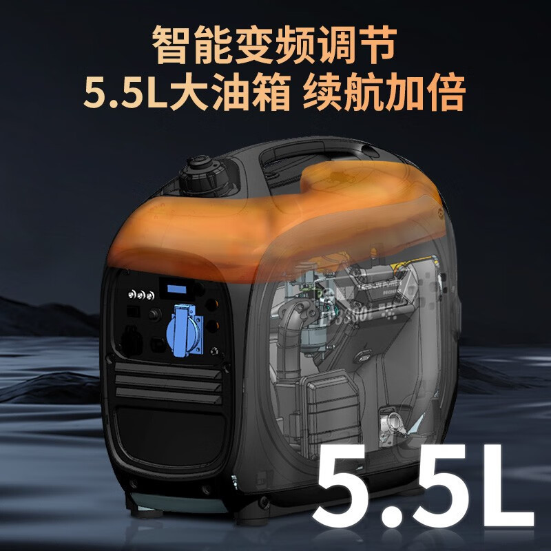 隆鹏 汽油发电机220v家用应急小型智能变频2/3KW房车户外野营便携式5.5L大油箱低噪3千瓦手提 [3KW]手启动/