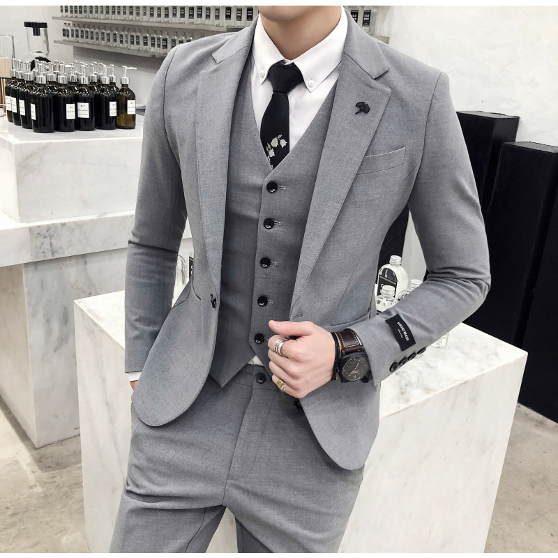 骄克雄狮jankeleone休闲西服套装男修身潮流商务正装男士新郎伴郎结婚