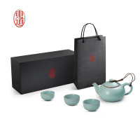 东道 汝窑 套装茶具 天乐壶组 一壶三杯 开片可养 天青色 色釉 陶瓷 其他