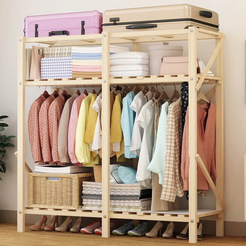 知渡简易木衣柜布艺简约出租房用简单木结构卧室收纳现代经济挂衣橱