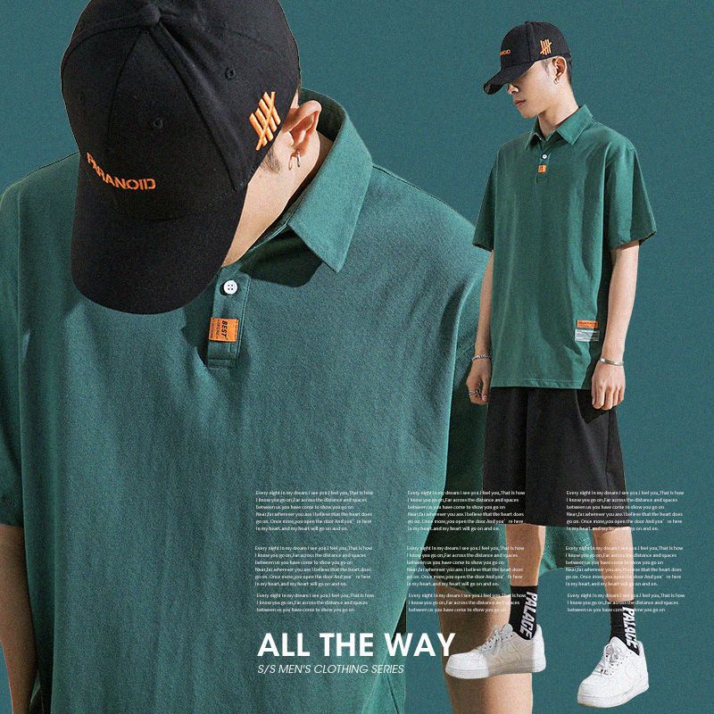 短袖男polo衫夏季衬衫有领潮流2020新款宽松潮牌男装100%纯棉POLO