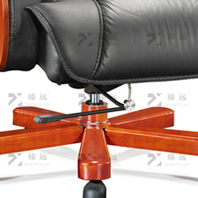 臻远ZY-7552办公大班椅老板椅办公皮椅可躺升降转椅电脑椅 黑牛皮高清大图