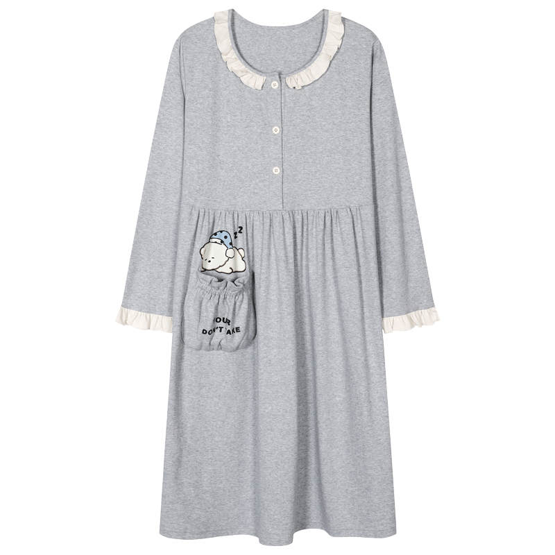 猫人孕妇待产裙春夏季睡衣女纯棉月子服中长款睡裙哺乳带胸垫家居服图片