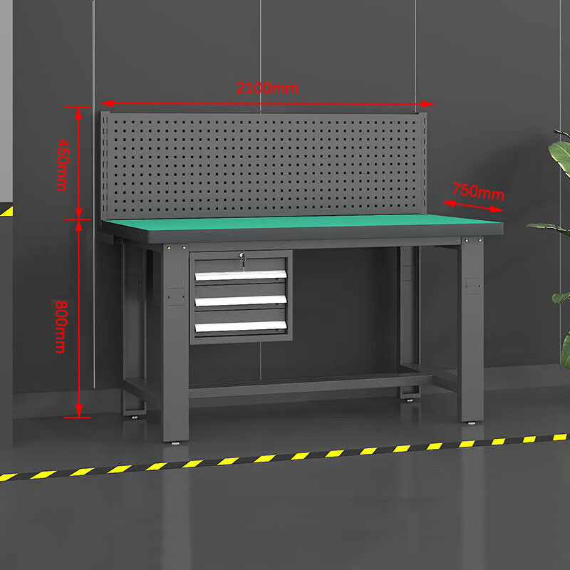 鑫金虎 防静电工作台车间流水线操作台工厂维修检验桌重型钳工台吊三抽+单挂板2.1m高清大图