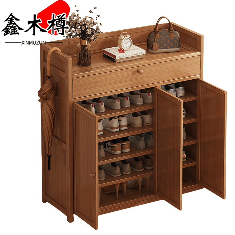 鑫木樽鞋柜90*32*107cm个高清大图