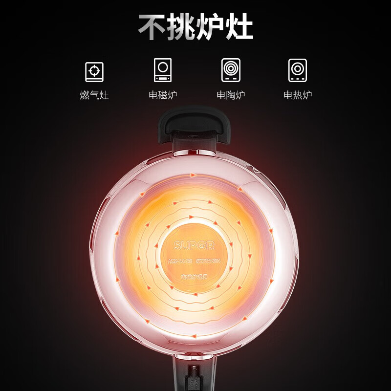 苏泊尔(SUPOR) 高压锅燃气压力锅304不锈钢高压汤锅 电磁炉煤气通用YW223LB1高清大图