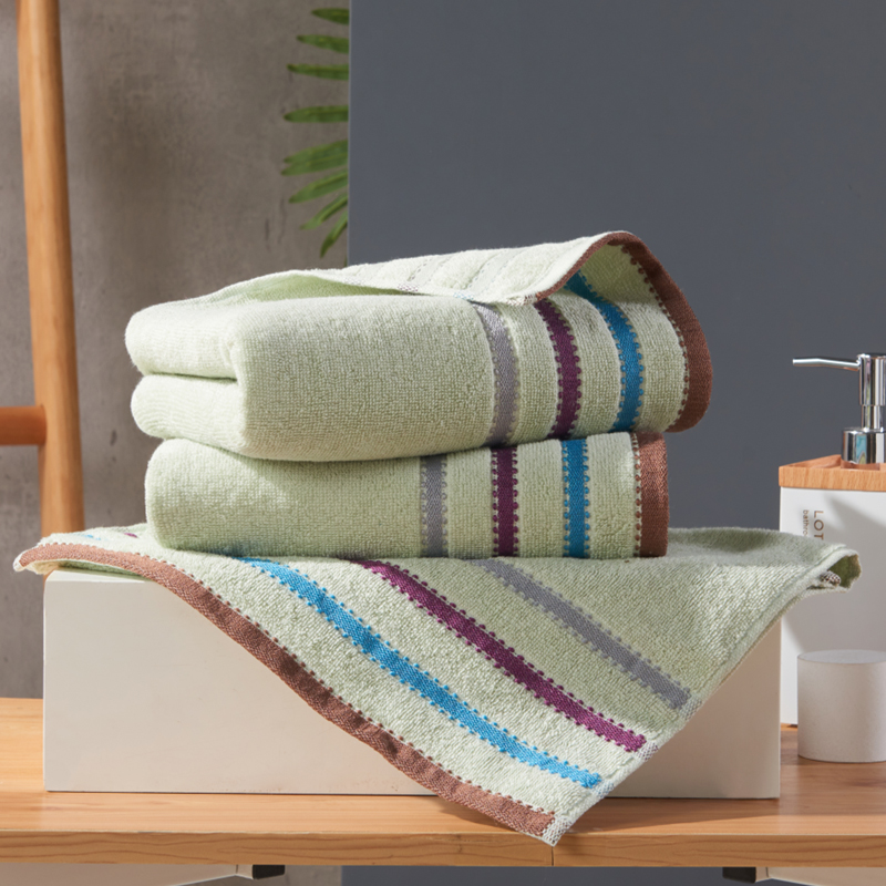 洁玉 A类无荧光纯棉素色多臂毛巾85g 3条 米绿棕 JY-1331F-3MZLV 米色+绿色+棕色高清大图