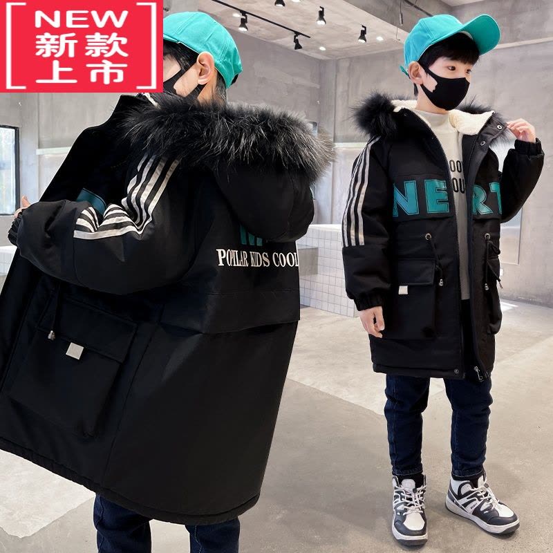 可莉允男童冬款加绒派克服棉衣大童洋气2022新款外套冬装炸街棉服大毛领图片
