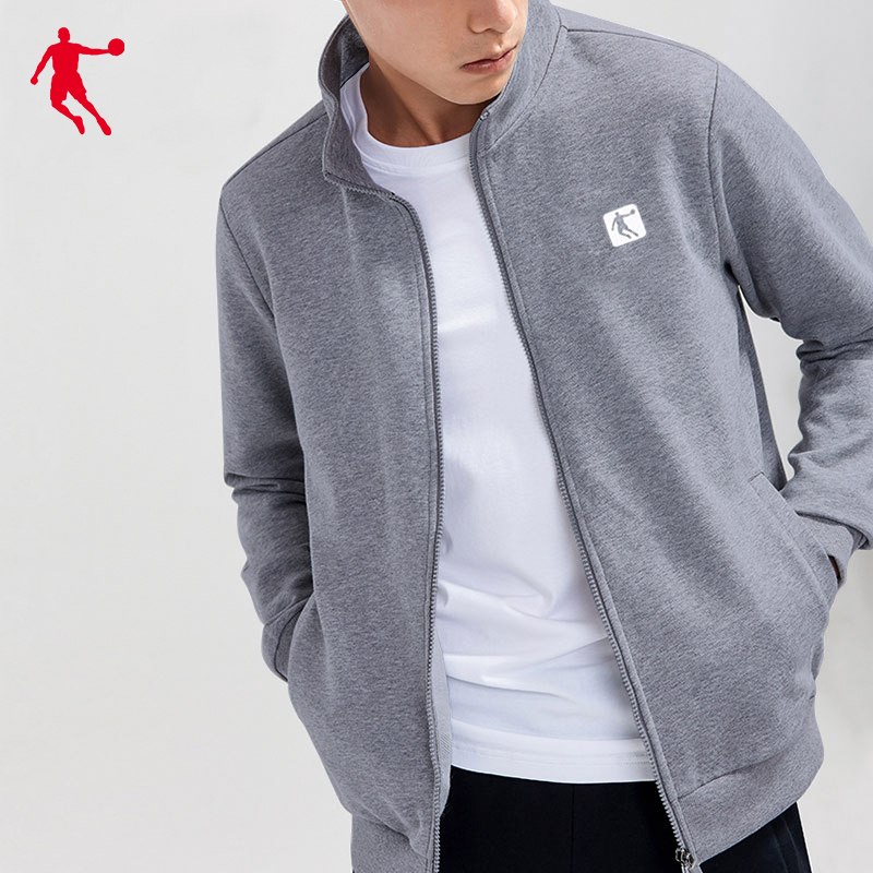 乔丹外套男新款男士长袖开衫立领防风夹克上衣休闲运动服