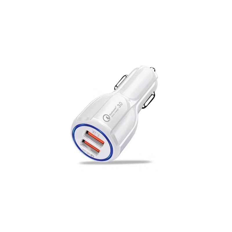车载充电器6a快充ic一拖二usb闪充汽车充多功能点烟器转换头|[德国IC]6A快充白色