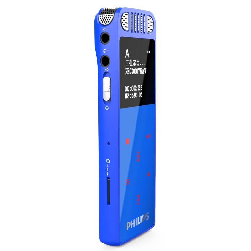 飞利浦录音笔 VTR8060 16G 会议 学习记录 WIFI 语音转文本 APP文件传输分享 智能数字降噪录音笔 蓝色