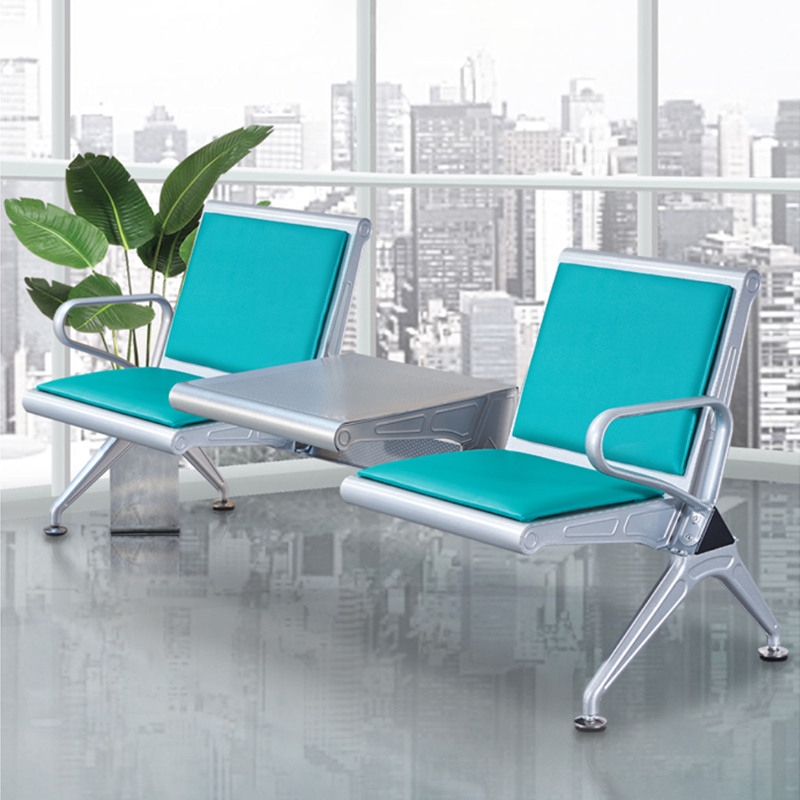中豫鑫泽 ZYXZ5021037 连排椅机场椅公共座椅长椅等候椅 二人位加茶几绿色坐垫高清大图
