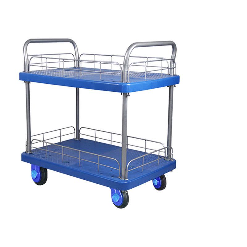 苏识 1167双层双扶手带护栏平板车 尺寸900×600mm 全塑轮 蓝色(单位:台)图片