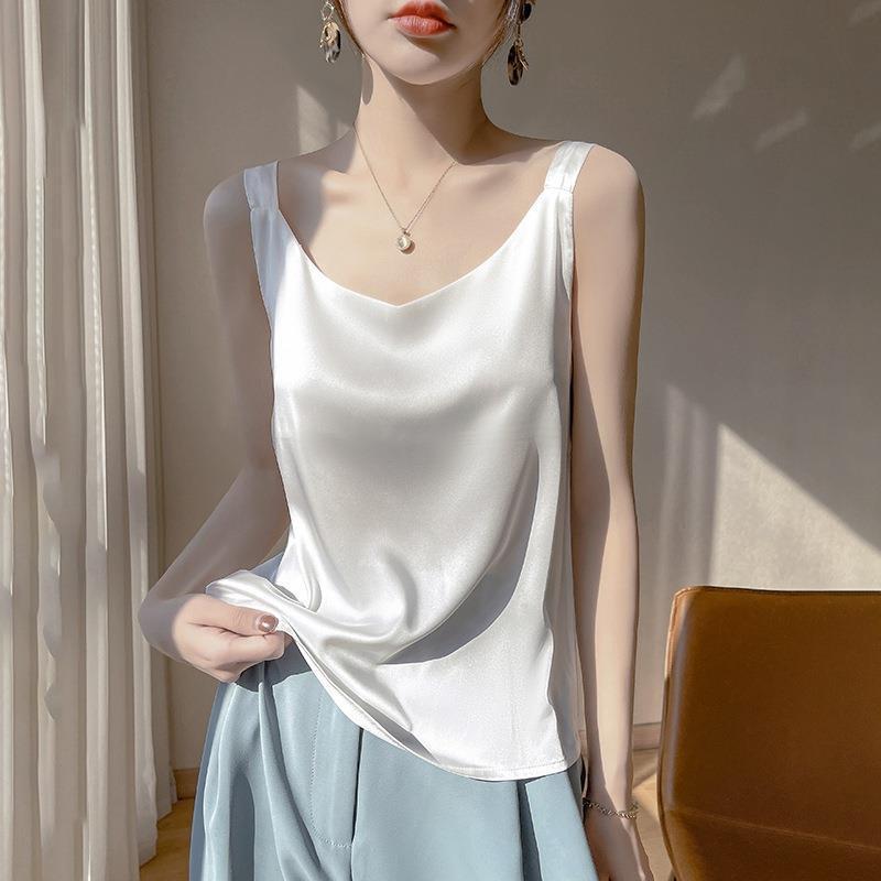 春季宽肩冰丝吊带小背心女士v领1prbcd